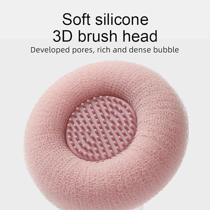 Soft Sunflower Bath Ball with Suction Cup Hook, 3D Textured Mesh Exfoliating Bath Sponge Cleaning Brush，New Silicone Massage Center for Deep Cleansing (Flesh Pink+Light Cyan+Purple)