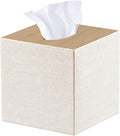 PU Leather Tissue Box Cover Square,Upgrade 99% Compatible Large Size,Cube Tissue Box Holder for Napkin Facial Paper,Dryer Sheet Dispenser Organizer for Bathroom Vanity Countertop Night Stand,Beige