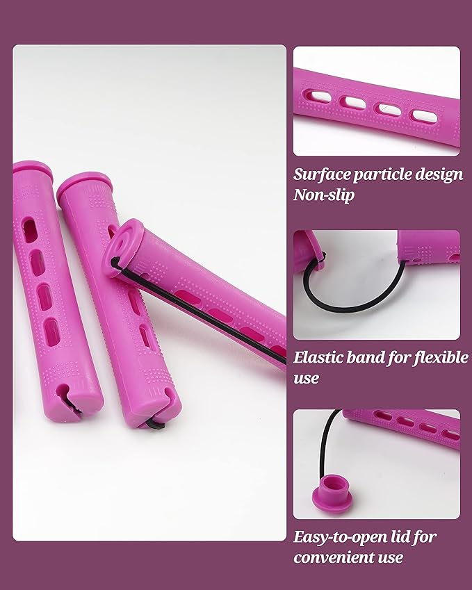 60pcs Perm Rods for Women's Natural Hair, Purple, 0.75inch - Hair Roller Curler Perm Rods for Long Medium Small Hair - Plastic Cold Rods, Hairdressing Styling Tool