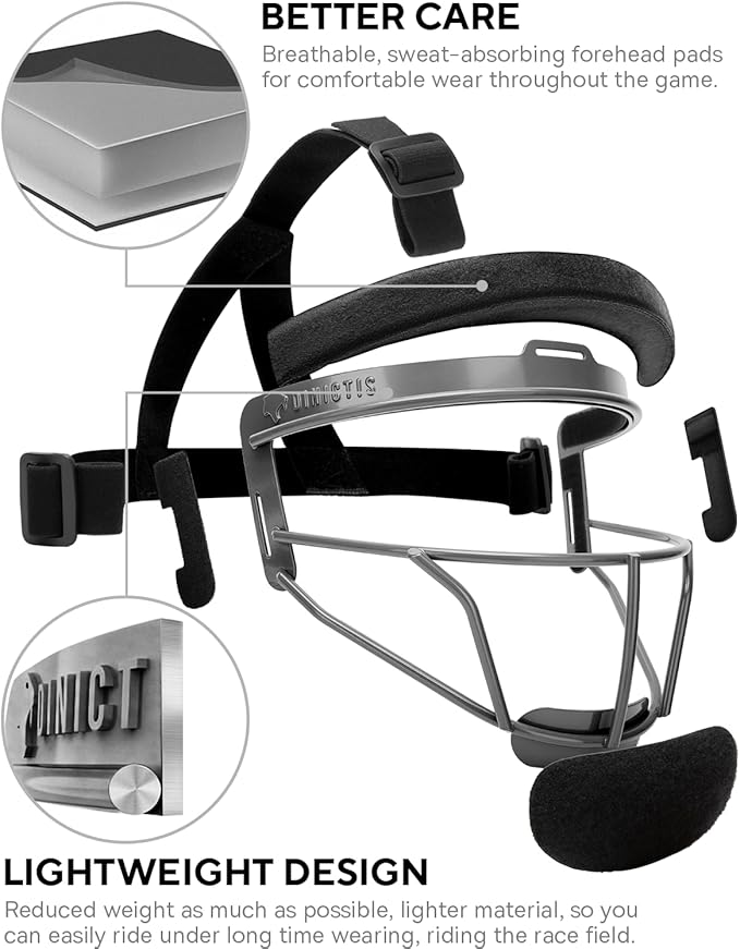 Dinictis Softball Face Mask, Lightweight, Comfortable, with Wide Field Vision, Durable and Safe Face Guards, Premium Protective Softball Fielder's Mask