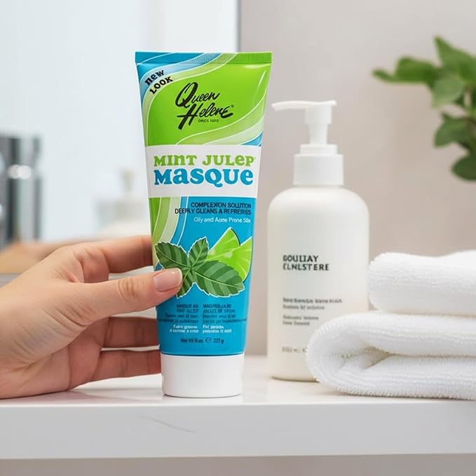 Queen Helene Mint Julep Masque 8 oz – Deep Cleansing Clay Face Mask for Oily & Acne-Prone Skin | Purifies Pores & Soothes with Refreshing Mint | Classic Spa-Quality Treatment Made in USA