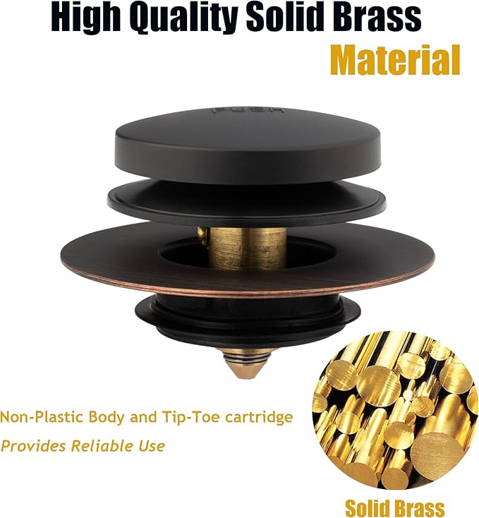 Artiwell Universal Tip Toe Bath Drain Stopper and Cover, Bathtub Drain Stopper, Replaces Lift and Turn, Tip-Toe and Trip Lever drains for Tub, EZ Installation and Clearing (Oil Rubbed Bronze)
