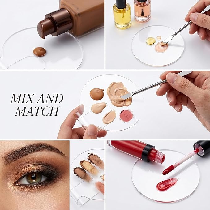 Acrylic Makeup Mixing Palette, Cosmetic Foundation Palettes Clear Nail Palettes Makeup Palette Tray with Spatula Tool for Salon Foundation Eye Shadow Lipsticks Nail Art Professional Pigment Blending