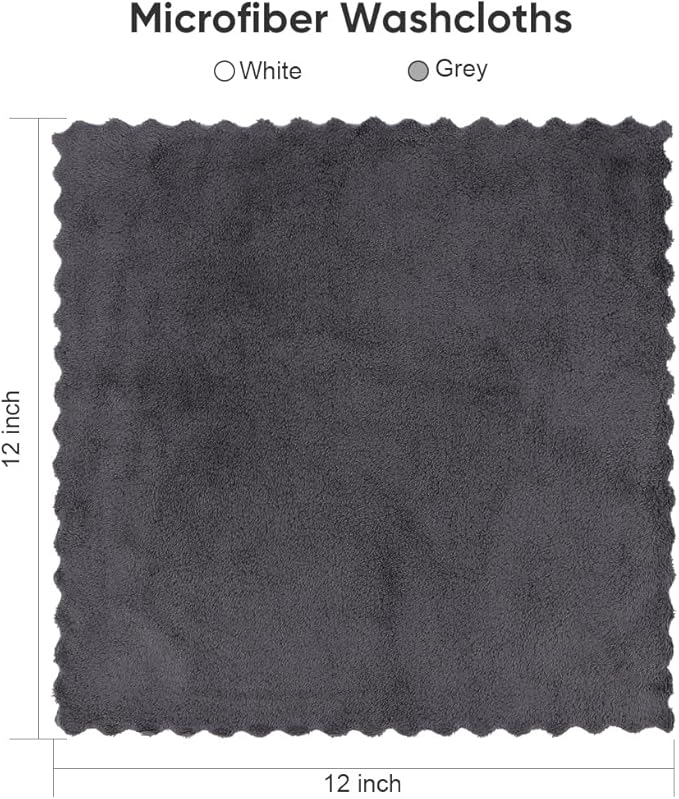 Orighty Washcloths 96 Pack, Ultra Soft Face Cloths 12 x 12 inch, Absorbent & Quick Drying Coral Velvet Washcloth Bulk, Multi-Purpose Face Cloth for Household, Cleansing and Sport (Grey)
