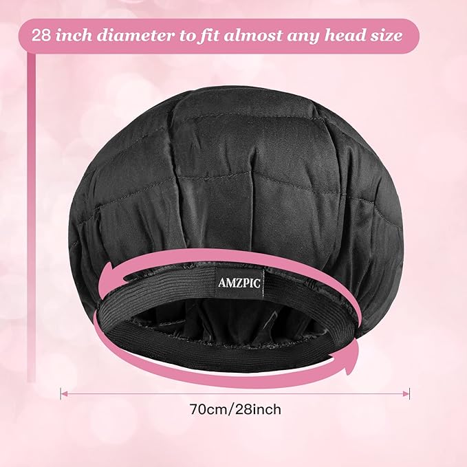 Cordless Deep Conditioning Heat Cap - Safe, Microwavable Heat Cap for Steaming, Heat Therapy for Hair, Flaxseed Seed Interior for Maximum Heat Retention (Black)