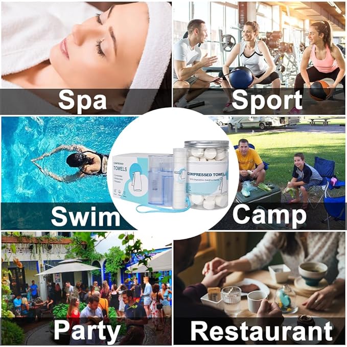 Compressed Towels,110PCS Compressed Face Towel with Carrying Case and Towel Dispenser,Disposable Portable Mini Tissue for Travel,Sport,Camping