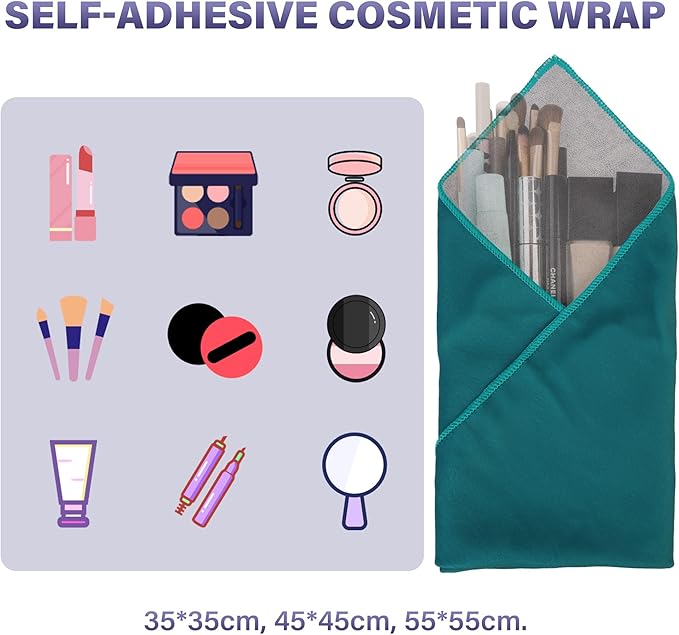 Walking Way Self-Adhesive Magic Cloth Makeup Bag, Lazy Organizer, Multipurpose Lens Wrap, Tech Case, No Zipper, Lightweight, Compact, Stylish Protective Layer for Cosmetics, DSLR, Travel Essentials