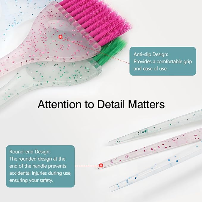 3-Piece Hairdressing Suite: Precision Applicator Brushes for Hair Dye & Styling - Salon-Quality Tools for Home and Professional Use