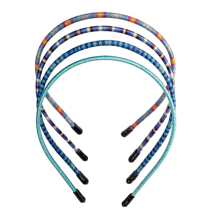 minihope Skinny Multicolor Headbands - Assorted Colors for All Hair Types - Instant Style, Pain-Free Wear - Durable, Adjustable, 4 Pack - Women, Men, Boys, Girls.