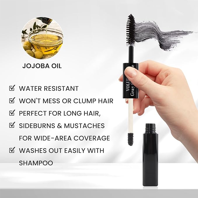Root Touch Up Stick, Instant Gray Hair Cover Concealer, 2-In-1 Double Head Hair Color Finishing Stick, Hair Mascara Brush for Eyebrow& Beard (Dark Brown, 0.23 Fl oz)