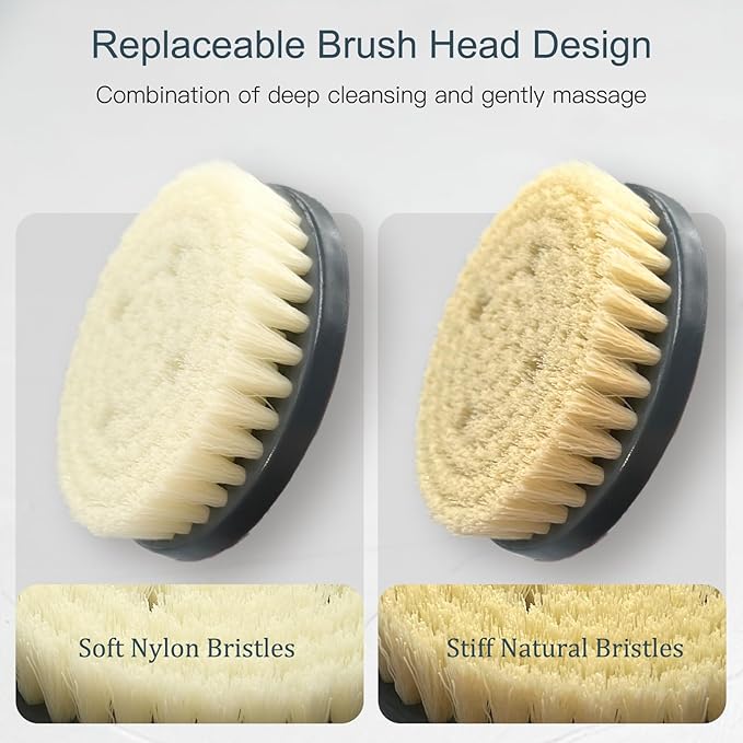 Back Scrubber for Shower, 20.5" Anti Slip Long Handle Bath Brush, Back Brush with Stiff and Soft Bristles Detachable Heads, Showering Exfoliator for Women, Men, Elderly