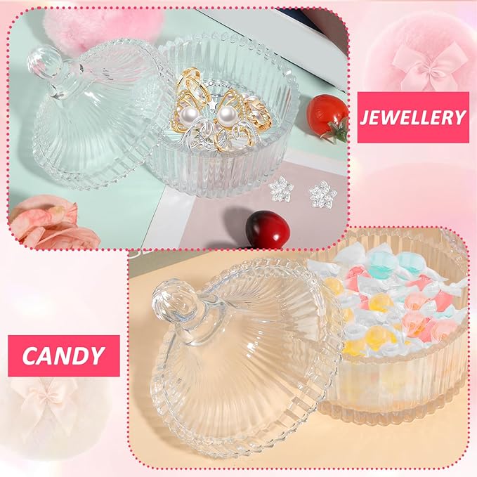 3 PCS Large Body Powder Puff and Container Powder Container with 2 Pcs 3.54 Inch Puff Soft Velour Reusable Washable Crystal Case Valentine's Day Gift for Face Body Glitter Makeup Wet Dry Use
