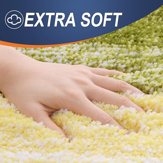 OLANLY Bathroom Rug Set 2 Piece, Soft Absorbent Microfiber Bath Rug Set, Non-Slip, Machine Wash Dry, Plush Shaggy Bath Mats for Bathroom (30"x20"+24"x16", Olive Green)