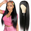 XSY Headband Wig Human Hair Straight Brazilian Virgin Human Hair Wigs for Black Women Glueless None Lace Wig 150% Density Natural Colour 26 Inch