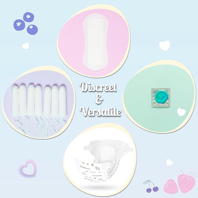 Sanitary Napkin Disposal Bags with Dispenser Feminine Hygiene Disposal Bags for Tampons Trash Bag, Personal Care Sanitary Bag for Women Privacy Handling (Purple)