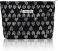 Wudygirl Cute Makeup Bag Cosmetic Bag Travel Cosmetic Pouch for Women Aesthetic Canvas Make up Organizer with Zipper Large Capacity Handbag Pencil Pouch (Black Heart)