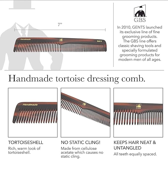 Handmade Tortoise Shell Comb Set – Pack of 4 Premium Fine-Tooth Combs for Men & Women – Includes Pocket, Folding, Dressing & Mustache Combs – Stylish Hair & Beard Grooming Kit