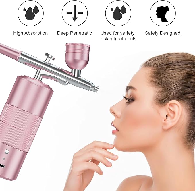 Airbrush Kit Portable Airbrush Air Brush Kit with Air Compressor Airbrush for Nails Airbrush Compressor High Pressure Nail Airbrush Machine Handheld Mini Air Brush Kit (pink)