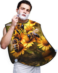 Rural Honey Bees Flowers Print Beard Bib Apron For Men, Beard Hair Catcher For Men Shaving Trimming,Beard Cape Cloth