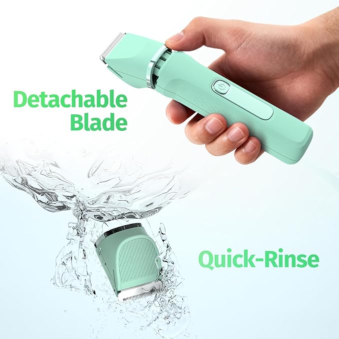 Bikini Trimmer for Women,5-in-1 Electric Razors for Women,Electric Shaver for Women's,IPX7 Waterproof Trimmer for Men Legs,with 5 Replaceable Blade Heads,USB Recharge Dock（Green）