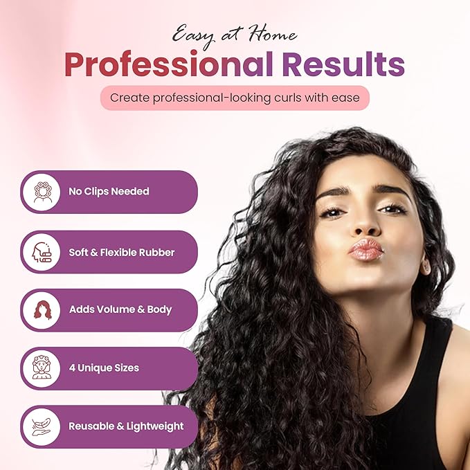 Rachel Roy Flexi Rods Foam Hair Rollers -1/2" 5/8" 3/4" 1" Diameter- Professional Salon Quality 18 Pcs Rubber Hair Rollers for Long, Medium, and Short Hair, Hair Curlers to Sleep in for Women
