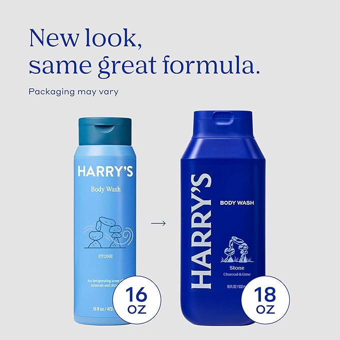 Harry's Men's Body Wash - Stone - 18 fl oz - Shower Gel for Men - No Parabens, Sulfates, or Dyes, (Pack of 6)