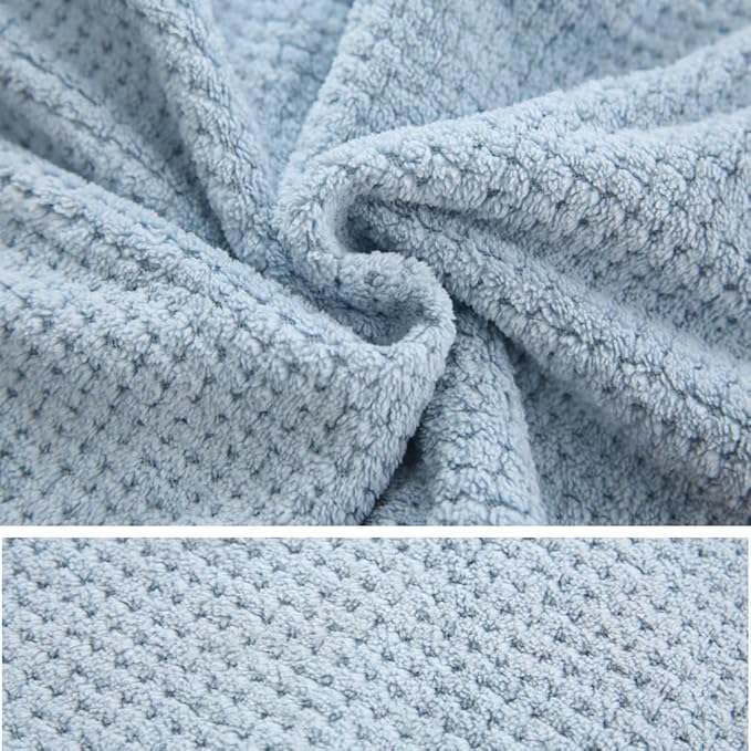 2 Pack Absorbent Microfiber Hair Towel Wrap,Anti-frizz Hair Drying Towel with Button to Dry Hair Quickly,25.6X9.8 inch (Gray&Blue)