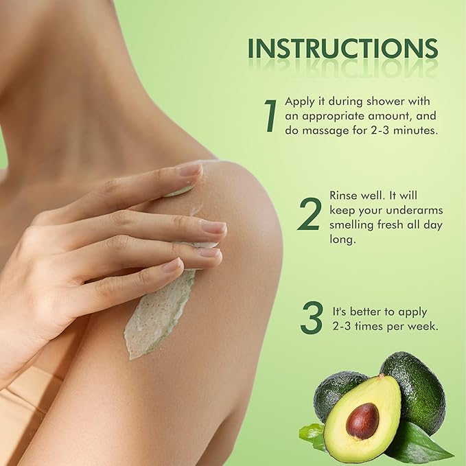 Armpit Detox and Scrub with Shea Butter and Coconut 8.82oz-Exfoliating Scrub with Natural Ingredients for Removing Odor, Deep Cleansing and Exfoliating, also for Legs, Knee, Feet, Hands, Body