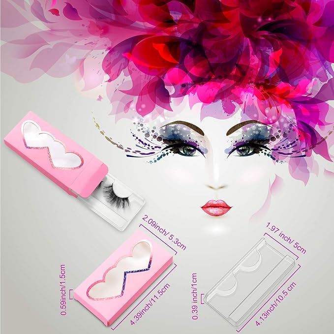 Maitys 60 Pcs Empty Eyelashes Packaging Box and Tray 30 Pieces Empty Eyelash Boxes Pink Lash Packaging Case with 30 Pieces Eyelash Tray False Eyelashes Storage Container