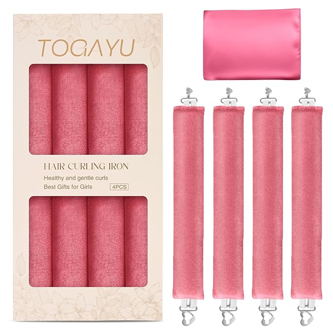 Heatless Curls Overnight Set - Jumbo Overnight Hair Curlers to Sleep In, Soft Velvet Hair Rollers for Women, No Damage Curls Styling Tools 4pcs