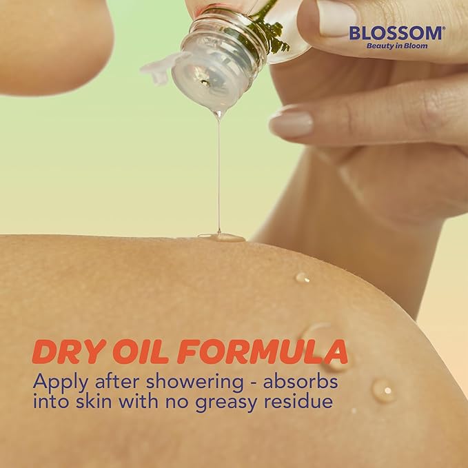 Blossom Dry Body Oil, Scented Body Oils for Women Moisturizing and Hydrating Skincare, Dry Oil for Body Infused with Real Flowers, 2 fl. oz/60ml, Yellow, Mango