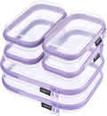 6 Pack Clear Hard Shell Zipper Case, Hard Plastic Organizer Pouches for Travel, Small Items, Makeup, Electronics & Art Supplies - Crush-Resistant & Waterproof Storage (Purple)