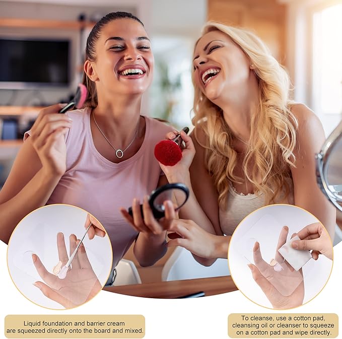 Acrylic Cosmetic Makeup Palette, Makeup Mixing Tray with Makeup Spatula Metal Mirror for Beauty Salon Color Cream Liquid Foundation Mixing Palette (4 Pcs Transparent palettes)