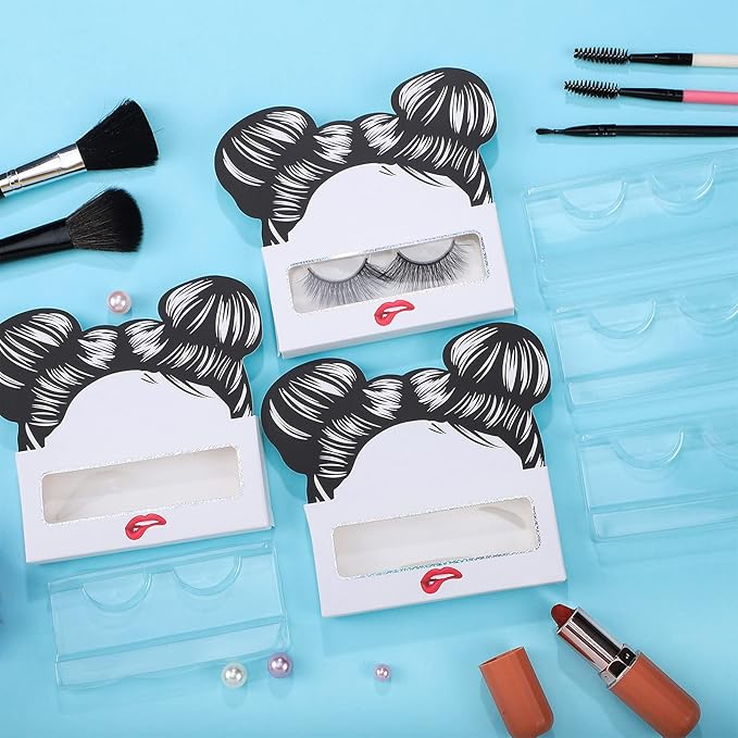Maitys 24 Pieces Eyelash Boxes Eyelash Cases Empty Lash Packaging Bulk Eyelash Storage Box False Eyelash Case Holder with Plastic Eyelash Trays Fits 25mm for False Eyelashes Women