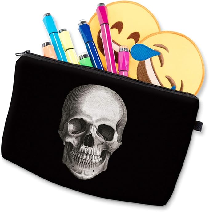 Deanfun Cosmetic Bag for Women, Skull 3D Printed Black Cool Makeup Bags Waterproof Travel Storage Toiletry Bag Accessories Gifts(hzb-42)