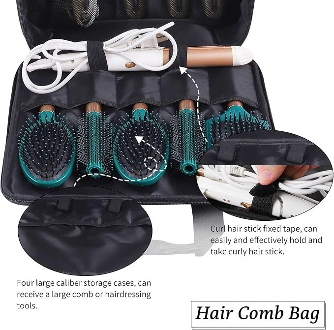 Barber Hairdryer Carrying Case - Hairstylist Travel Bag with Storage for Blow Dryer & Salon Equipment