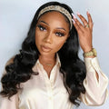 XSY Body Wave Headband Wig, Brazilian Virgin Human Hair, 150% Density, 16 Inch, Medium Cap Size, 1 Count, Female, Adult