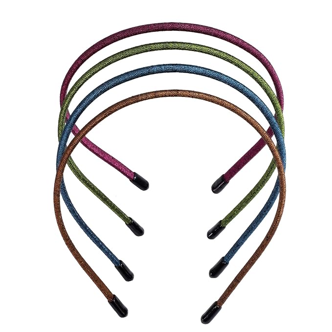 minihope Skinny Multicolor Headbands - Assorted Colors for All Hair Types - Instant Style, Pain-Free Wear - Durable, Adjustable, 4 Pack - Women, Men, Boys, Girls.