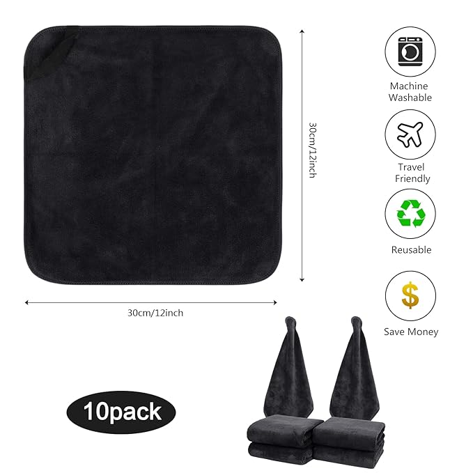 SINLAND Microfiber Facial Cloths Fast Drying Washcloth 12inch x 12inch Absorbent Face Wash Cloth Soft Makeup Remover Cloths