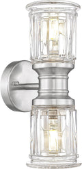 Bathroom Wall Sconces, HWH Brushed Nickel Wall Lighting for Bedroom, 2-Light Bathroom Light Fixtures with Bell-Shaped Clear Glass, Brushed Nickel Finish, 5HZG106B-2W BN
