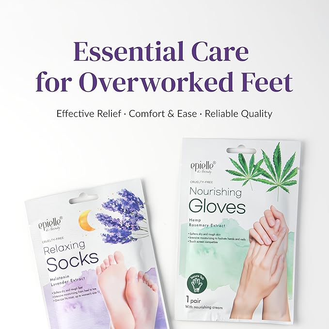 Epielle Relaxing Foot Mask 6 Pairs, Soften and Restore with Melatonin & Lavender Extract, Deep Moisturizing Socks for Dry, Cracked Feet, Self Care Gifts for Women, Spa Kit, Easter Basket Stuffers