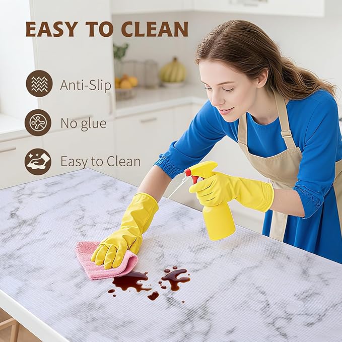 Shelf Liners for Kitchen Cabinets 12in x 20FT, Non Adhesive Drawer Liner Marble Pattern Thickened Shelf Liner Non-Slip Easy to Clean for Tool Box Refrigerator with Knife and Tape Measure