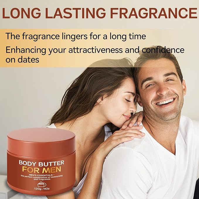 2-Pack Body Butter for Men, Body Cream for Men, Pheromone Scented Cream, Hydrates and Moisturizes to Enhance Attractiveness, Cream with All-Day Fragrance, 8Oz