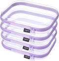 YQBRA 4 Pack Clear Hard Shell Zipper Case, See-Through Hard Plastic Organizer Pouches with Zipper for Travel, Toiletries, Makeup, Toy, Electronics & Pencils - Crush-Resistant Storage (M Purple)