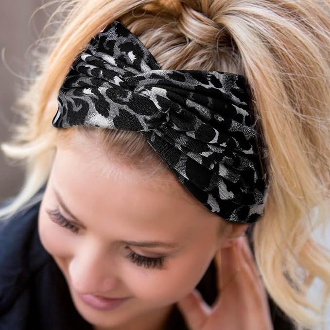 DRESHOW 4 Pack Turban Headbands for Women Wide Vintage Head Wraps Knotted Cute Hair Band Accessories