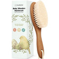 Wooden Baby Hair Brush - Cradle Cap Baby Brush with Soft Goat Bristles, Perfect Gentle Scalp Newborn Comb for Infant, Girls, Boys, Bath Essentials (Dark Walnut, Regular)