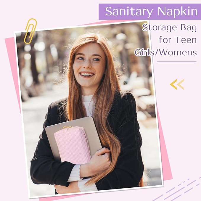 Tampon Holder for Purse, Corduroy Period Bag Sanitary Napkin Storage Bag for Girls Womens, Portable Feminine Emergency Pad Period Pouch(Light Blue)