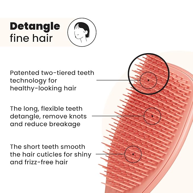 Tangle Teezer Fine Ultimate Detangler Brush, Dry & Wet Hair Brush to Detangle & Reduce Breakage for Fine Hair Types, Amazon Exclusive Sweet Cinnamon