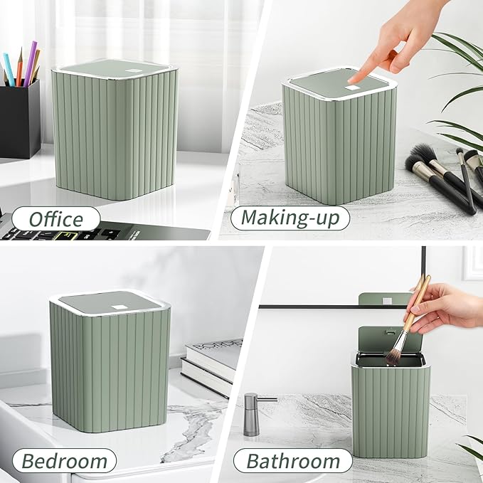 Bathroom Accessory Set - Sage Green Bathroom Set, 12PC Bathroom Accessories Set, Mini Trash Can, Toilet Brush, Trash Can & Soap Dispenser