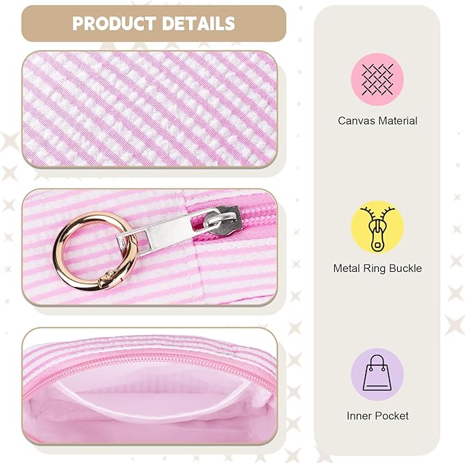 Period Bag for Teen Girls, Stripes Sanitary Napkin Storage Bag with Ring Buckle, Menstrual Pad Pouches Tampon Holder for Purse (Pink)